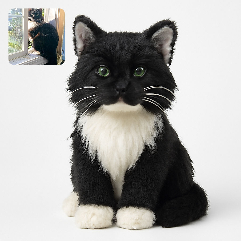 A fluffy black and white cat sits majestically on a sunny windowsill, gazing outside with a mysterious look, as if plotting its next adventure while soaking in some vitamin D.