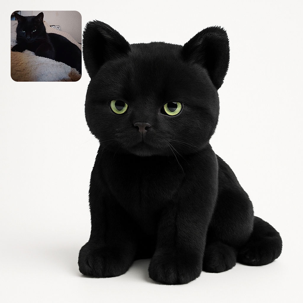 A sleek black cat lounges on a fluffy beige blanket, looking slightly unimpressed but undeniably regal, with soft lighting that highlights its shiny fur against a neutral background.