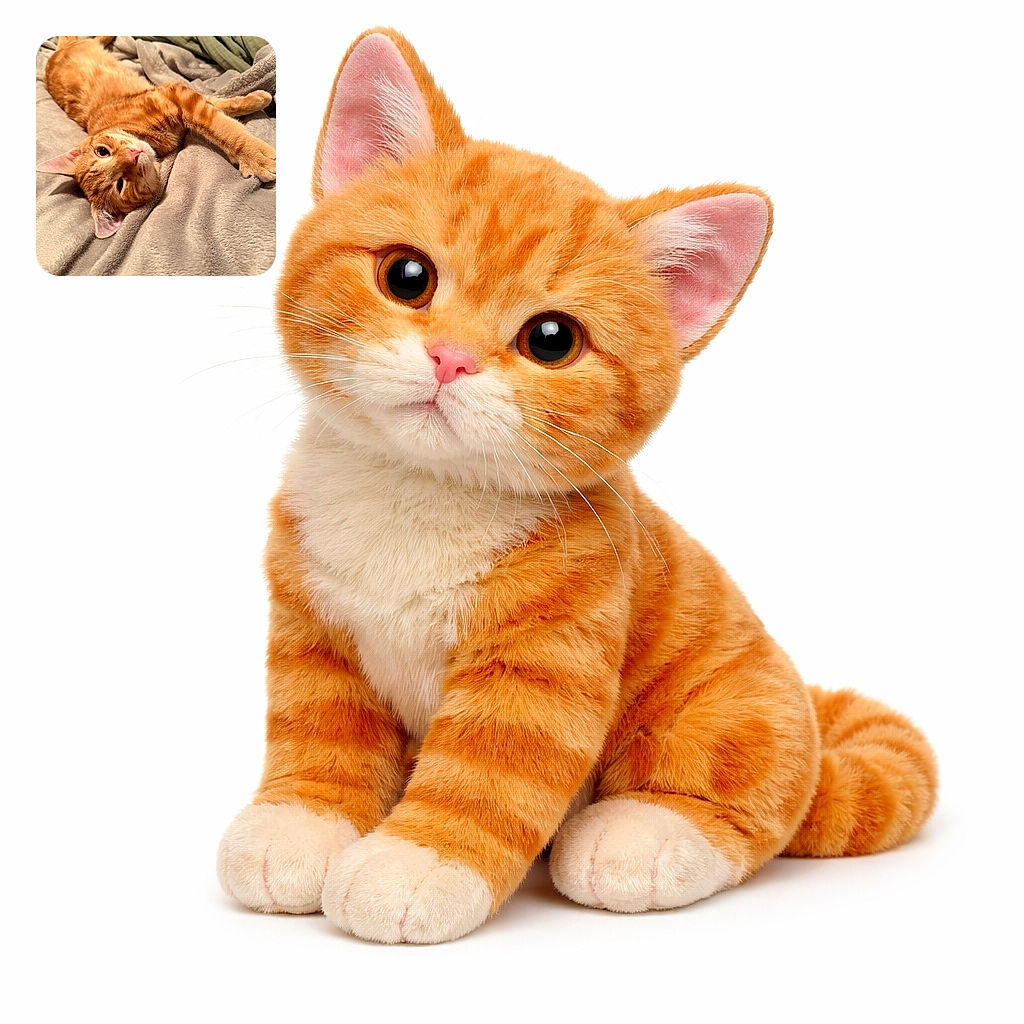 An orange tabby has claimed the comfiest spot on the bed and is striking a dramatically relaxed pose — one paw outstretched, whiskers on display, and a pink nose that demands chin scratches. The soft blankets and rumpled bedding make the scene peak cozy-cat contentment.