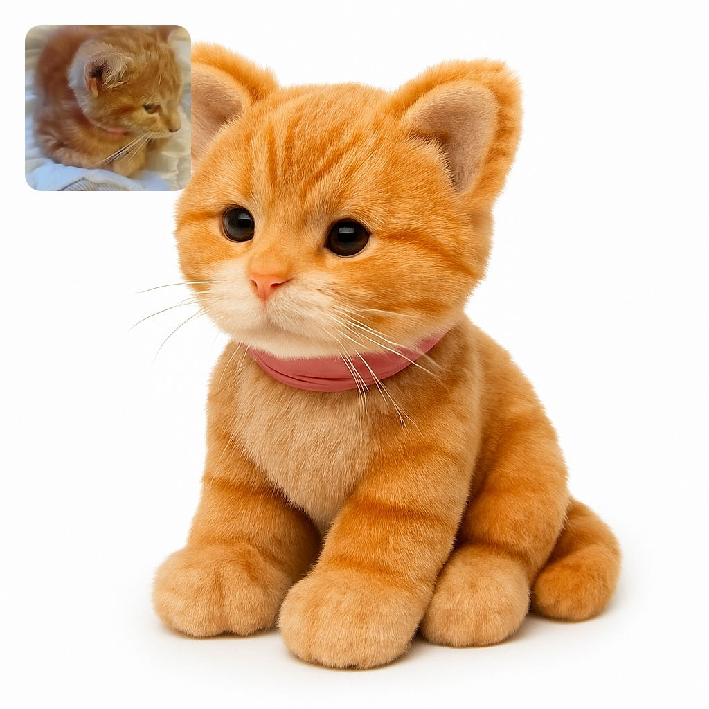 A fuzzy ginger cat curled up on a soft white blanket, looking off to the side with a slightly sleepy expression. The image is a bit blurry, giving it a cozy, dreamlike feel.