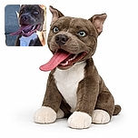 A goofy dog with a huge tongue hanging out looks like it's caught mid-laugh on a sunny sidewalk, with the name 'Bonnie' scribbled in bright red above, adding a playful splash of personality.