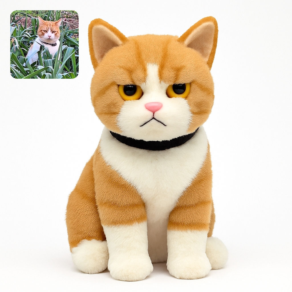 A serious-looking orange and white cat sits amidst tall green plants, giving off the vibe of a feline secret agent on a covert mission in the garden.