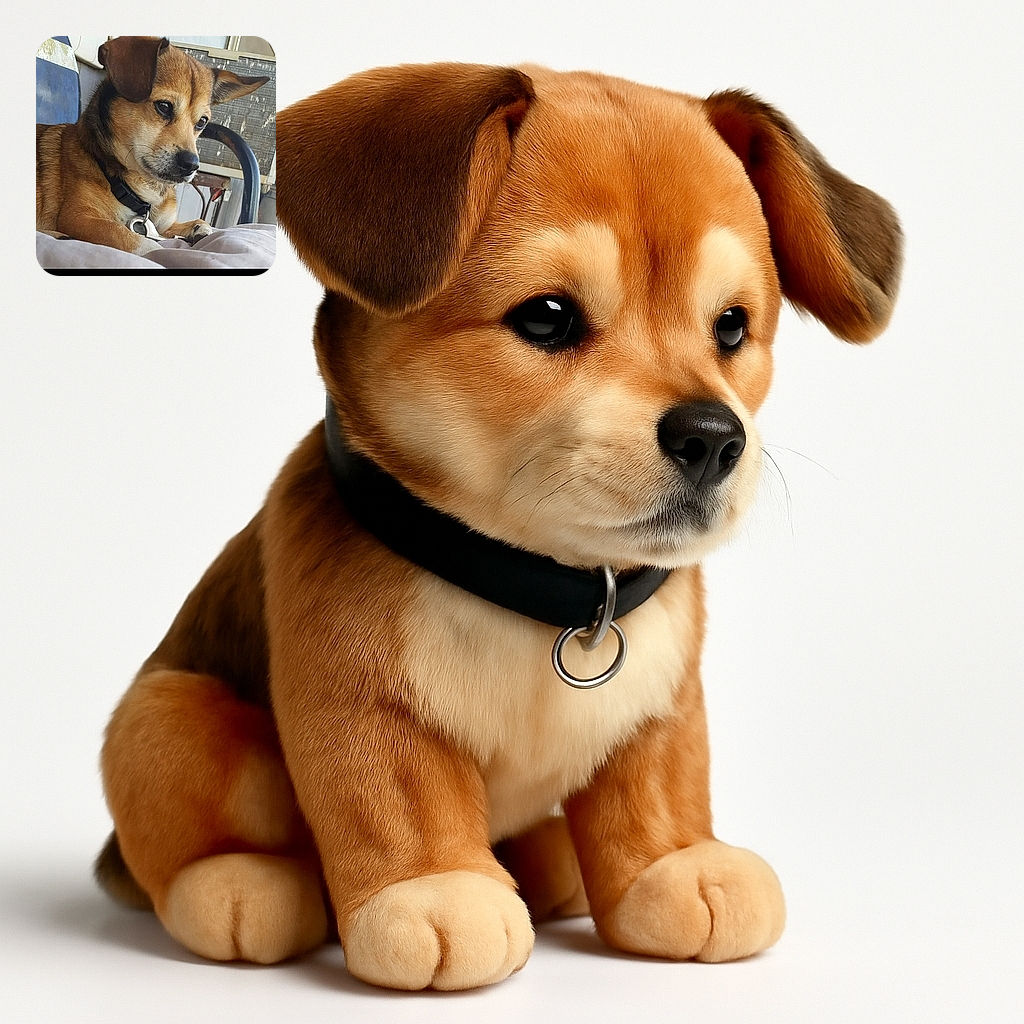 A thoughtful dog lounges comfortably on a soft surface, gazing off to the side with a calm and gentle expression. The background shows a chair and a textured wall, giving a cozy, everyday vibe.