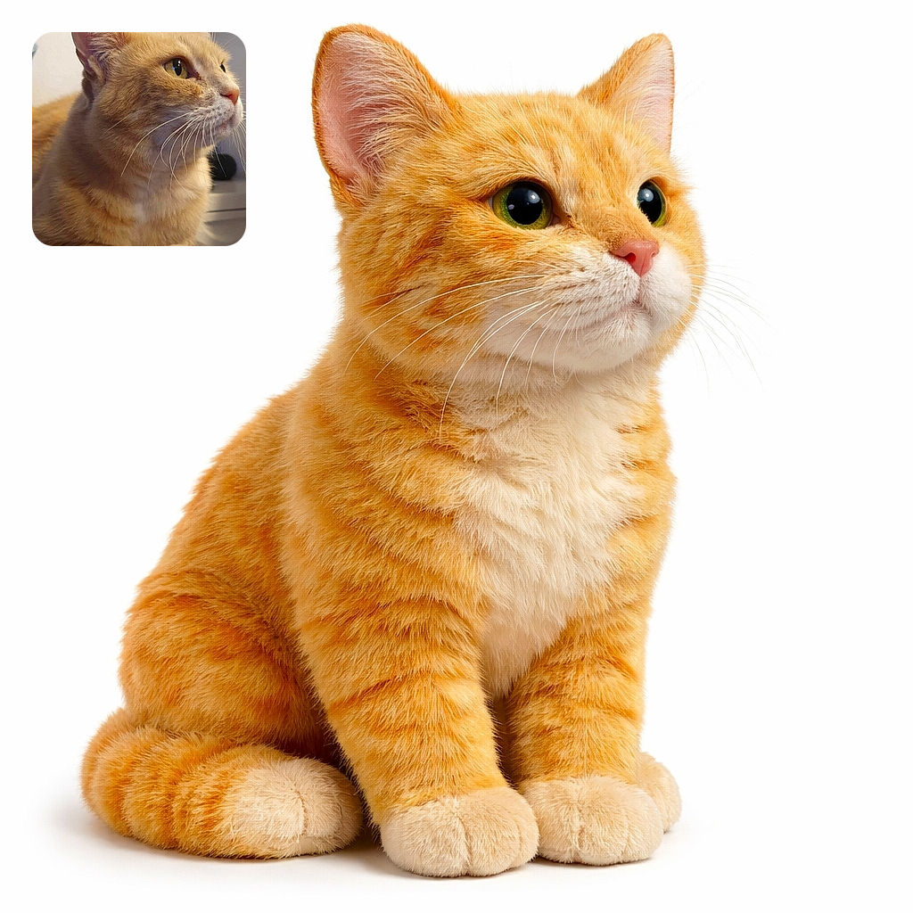 A dignified orange tabby stares off-camera like it’s composing its memoir — whiskers like satellite dishes, a pink nose full of opinions, and fur fluffed to maximum regality.