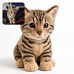 A curious little tabby kitten sits on a desk mat next to a gaming mouse, with a computer monitor and a lava lamp in the background, looking ready to pounce on some keyboard action.