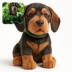 A curious dog peers through a wire fence surrounded by lush green leaves, giving a slightly inquisitive and adorable look as if asking for a walk or a treat.