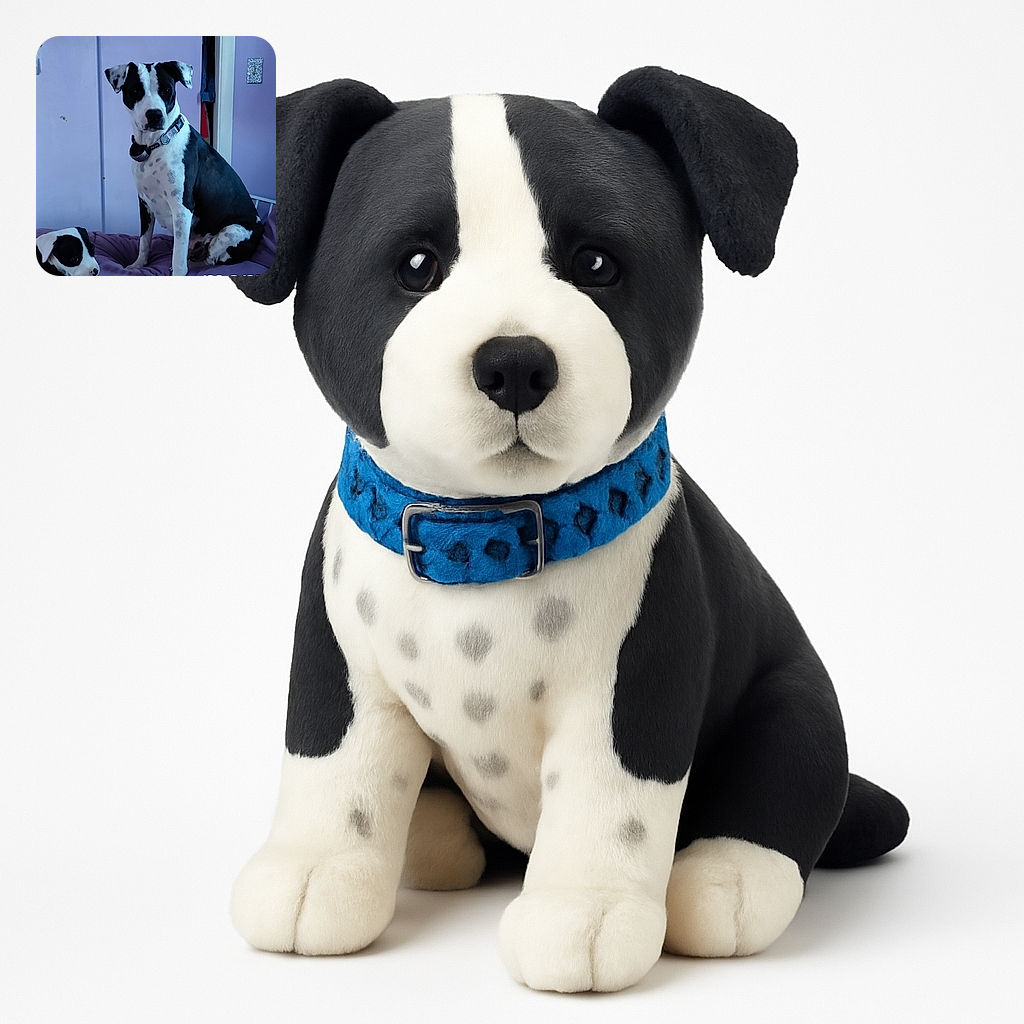 Two adorable black and white dogs, one adult and one puppy, sit on a purple bed in a room with lavender walls decorated with floral stickers. The adult dog looks calm and attentive, while the puppy gazes curiously to the side. The text overlay humorously labels the larger dog as 'mom 45lb', adding a touch of personality to the cozy indoor scene.