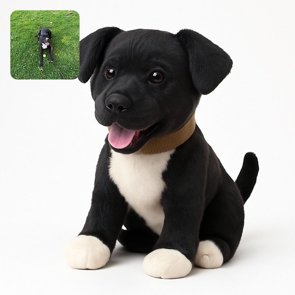 A joyful black and white dog is lying on a lush green lawn, happily panting with a tennis ball right in front of its paws and a leash trailing off to the side, ready for some playful fetch action.