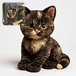 A charming tortoiseshell kitten lounges comfortably next to a black metal stand on a beige floor with a blue wall in the background, looking curiously at the camera with wide, expressive eyes.