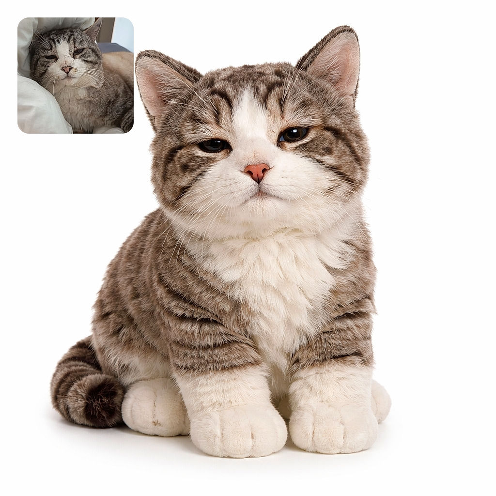 A plump tabby cat lounging like royalty in a rumpled bed, half‑asleep with squinty eyes and a dignified pink nose speckled with a bit of dirt — whiskers splayed, ears alert, surrounded by white blankets and a pillow. The background is a soft indoor bedroom scene; the whole shot feels cozy and slightly comical, as if the cat just woke from an important nap and is judging you for interrupting.