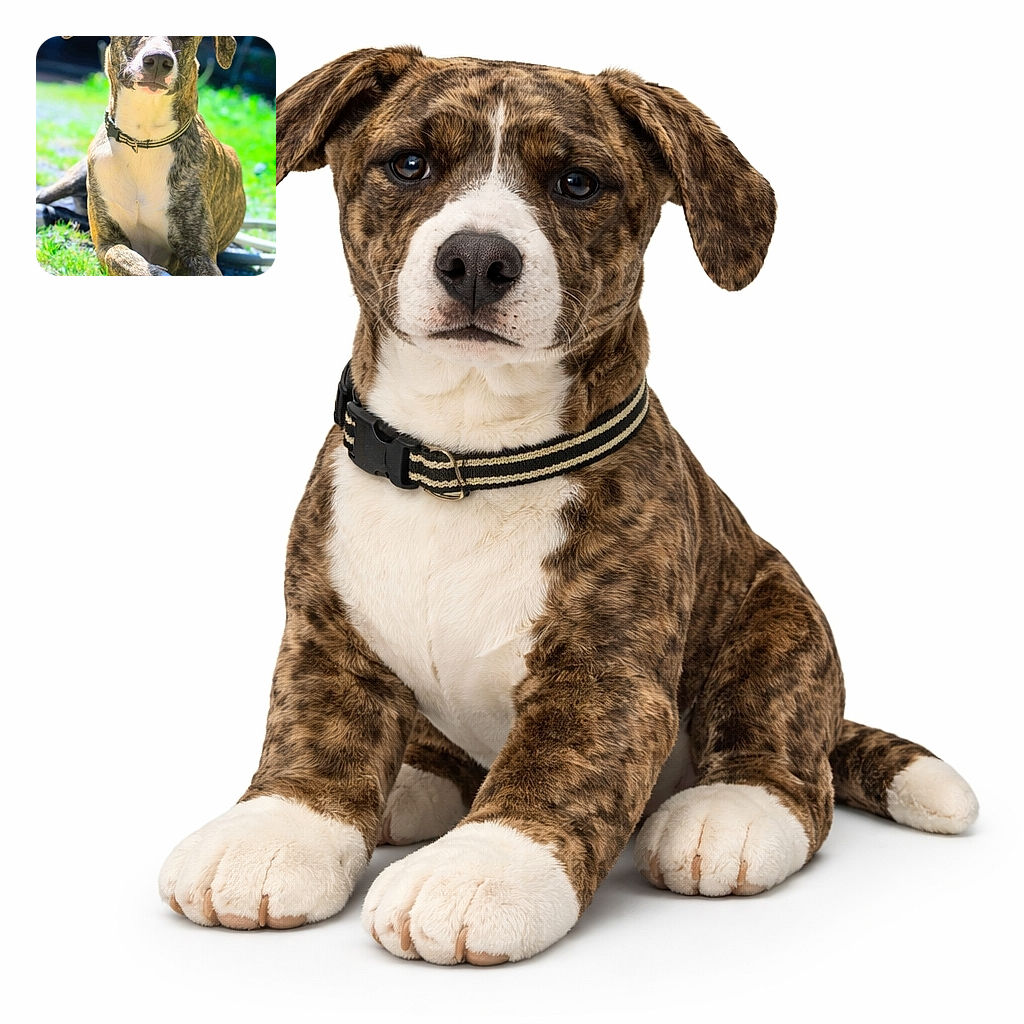 A handsome brindle dog lounges in the sun with a relaxed yet slightly skeptical expression, basking in the warmth of a bright, grassy backyard with a soft focus background.