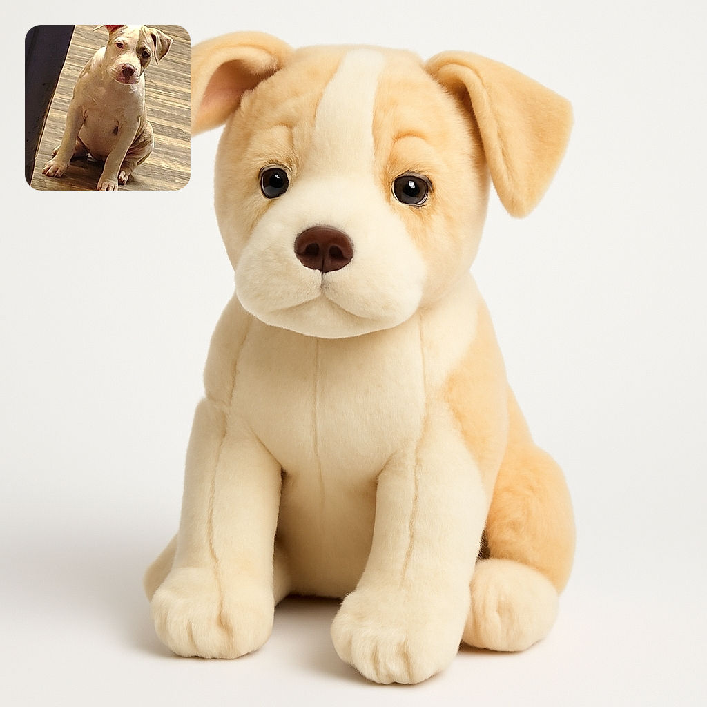 A cute puppy sitting on a wooden floor looking slightly curious and calm, with one ear flopped down and the other perked up, bathed in warm indoor lighting.