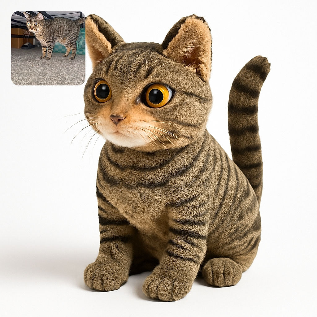 A curious tabby cat stands alert under a bed frame, its eyes glowing slightly from the camera flash. The carpeted floor and some household items in the background add a cozy indoor vibe.