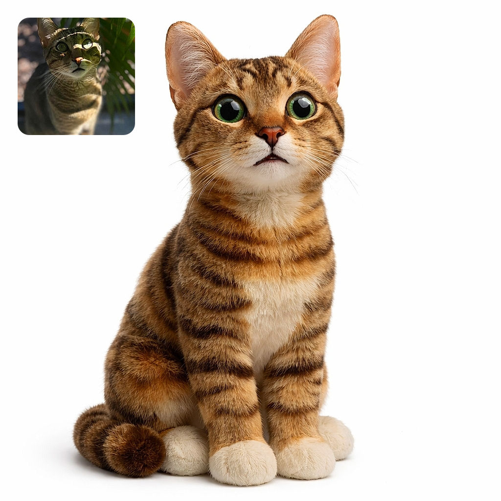 A curious tabby cat is bathed in dappled sunlight filtering through green leaves, casting playful shadows on its face as it gazes upward with wide, reflective eyes.