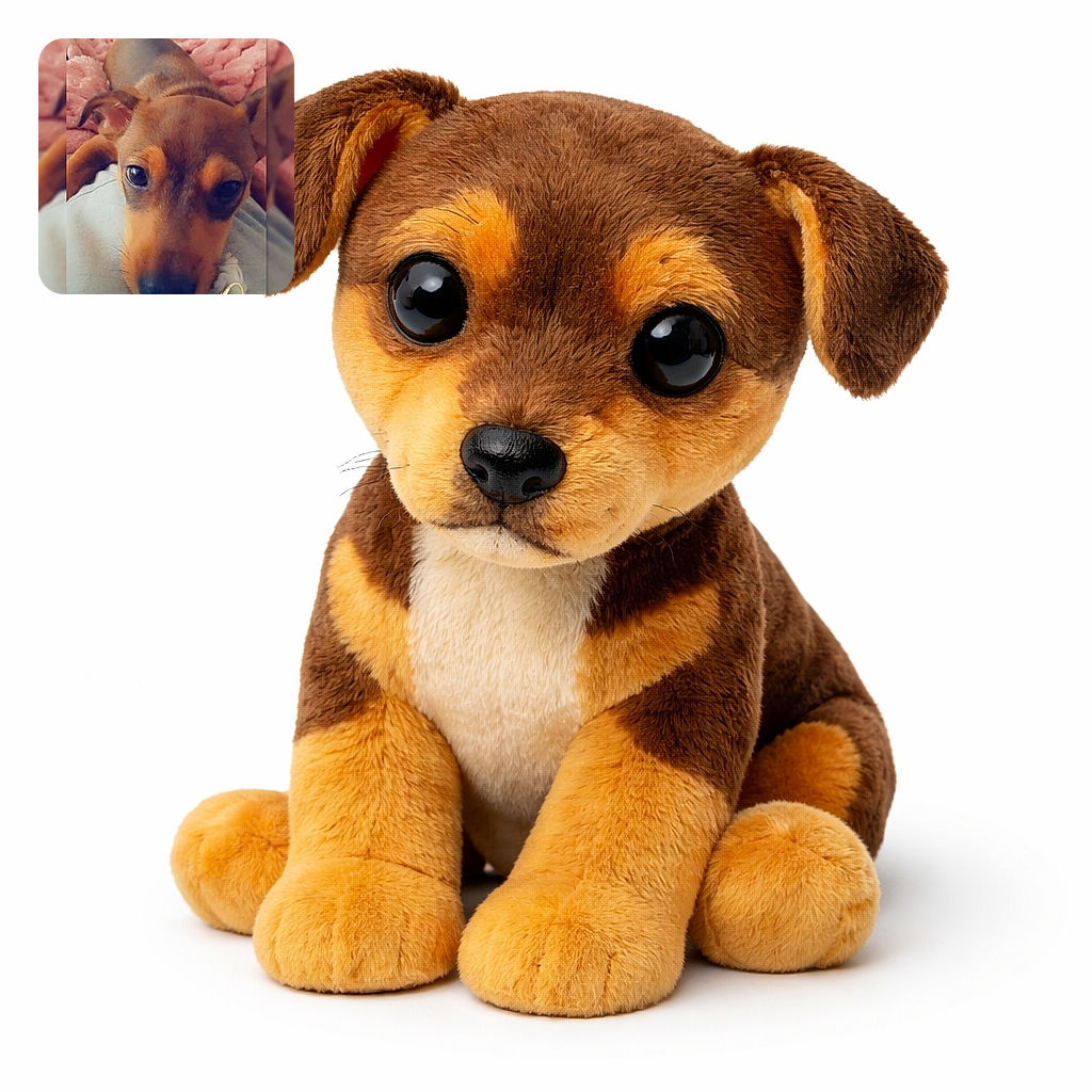 A pleading puppy close-up sprawled on a fluffy pink blanket, eyes full of mischief and a big wet nose begging for snacks — complete with a gold "love" sticker because obviously this pup is a heart thief.