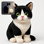 A black and white cat sits poised on a cozy cat tree perch, illuminated softly by a glowing spherical lamp nearby. The scene is calm and homey, with the cat's curious eyes reflecting the gentle light in a dimly lit room.