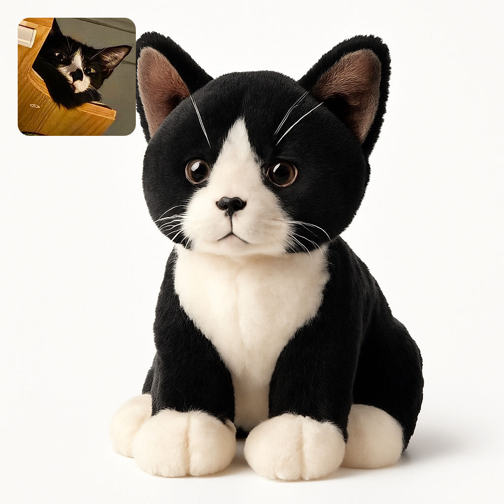 A close-up shot of a curious black and white cat peeking over the edge of a wooden structure, with its big ears and intense eyes capturing attention. The lighting creates a cozy indoor atmosphere.