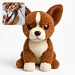 A cute little brown and white dog is cozily wrapped up in a fluffy gray blanket, looking up with big, soulful eyes as if ready to melt your heart or ask for a treat.