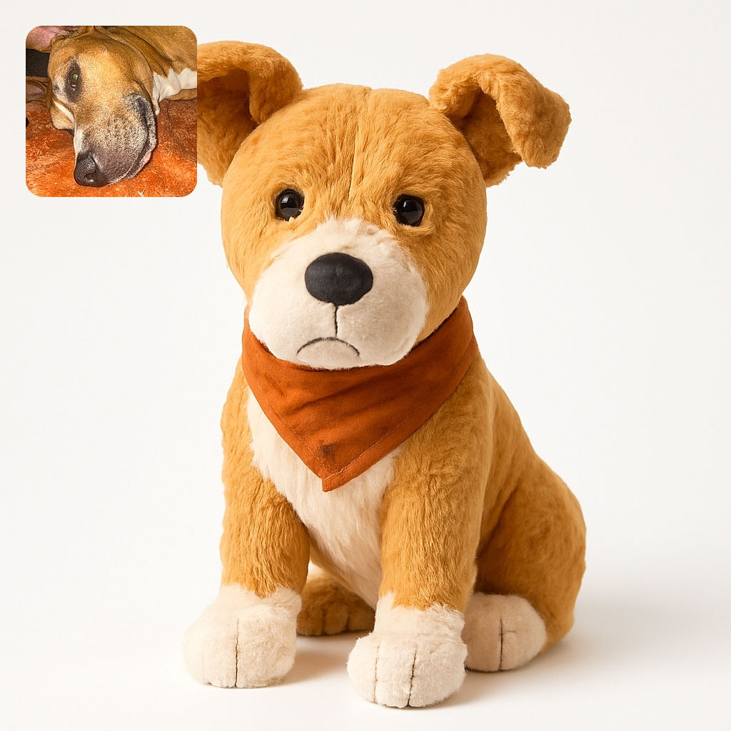 A close-up photo of a dog lying on an orange textured blanket, looking relaxed and cozy with one ear flopped back and a calm expression.