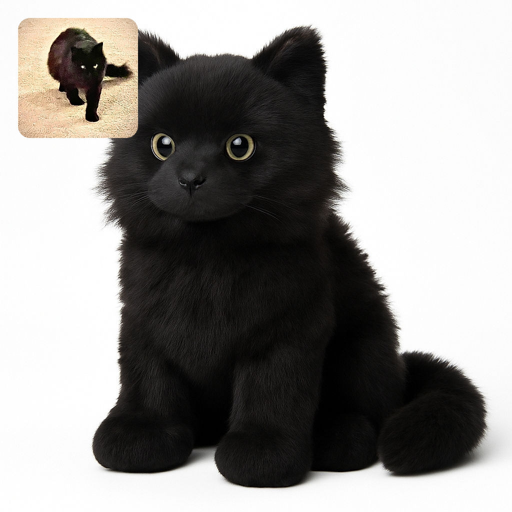 A blurry black cat stealthily prowling on a textured beige surface, with its glowing eyes peering out like mysterious little lanterns in the dim light.