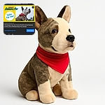 A proud dog wearing a red bandana poses heroically against a cloudy sky, featured in a bright yellow voting campaign banner with bold text urging viewers to 'Vote for me!' and 'America's Favorite Pet.' The image is part of a social media post encouraging votes for a pet contest.