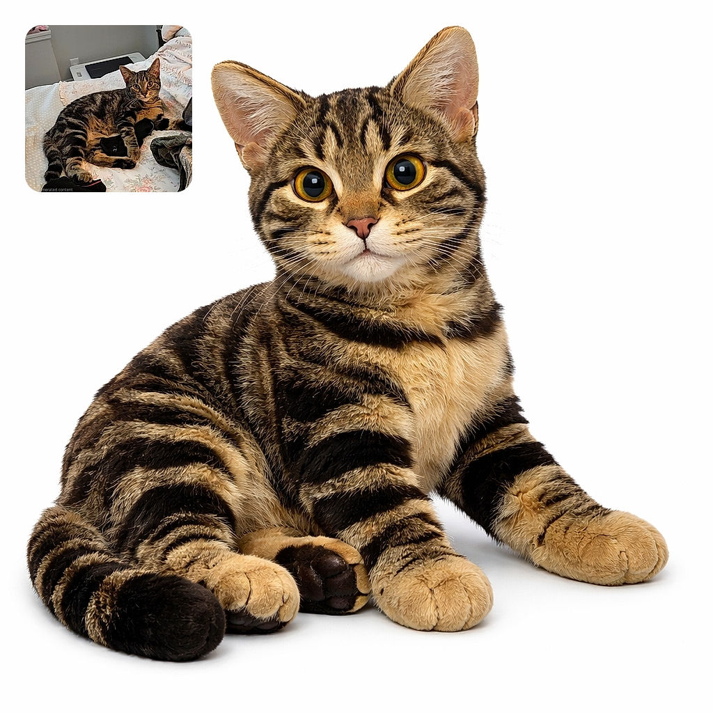 A curious tabby cat lounges comfortably on a floral-patterned bedspread, clutching a black sock with its paws. The cozy indoor setting features soft lighting and a mix of blankets and clothes, creating a relaxed, homey vibe.