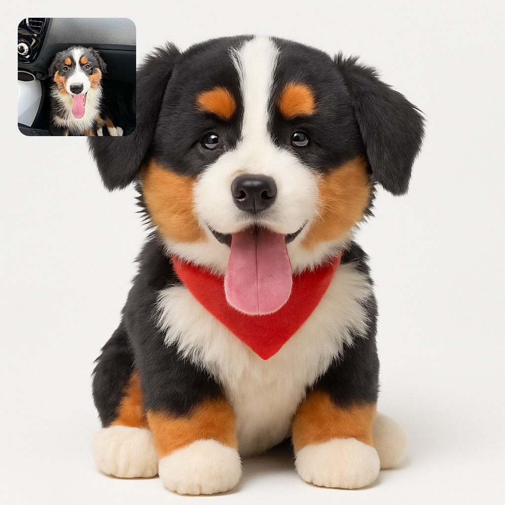 A happy, fluffy dog with a tongue out is sitting in the footwell of a car, looking straight at the camera with bright, expressive eyes. The dashboard and car controls frame the scene, making it a cozy and candid snapshot of a joyful car ride companion.