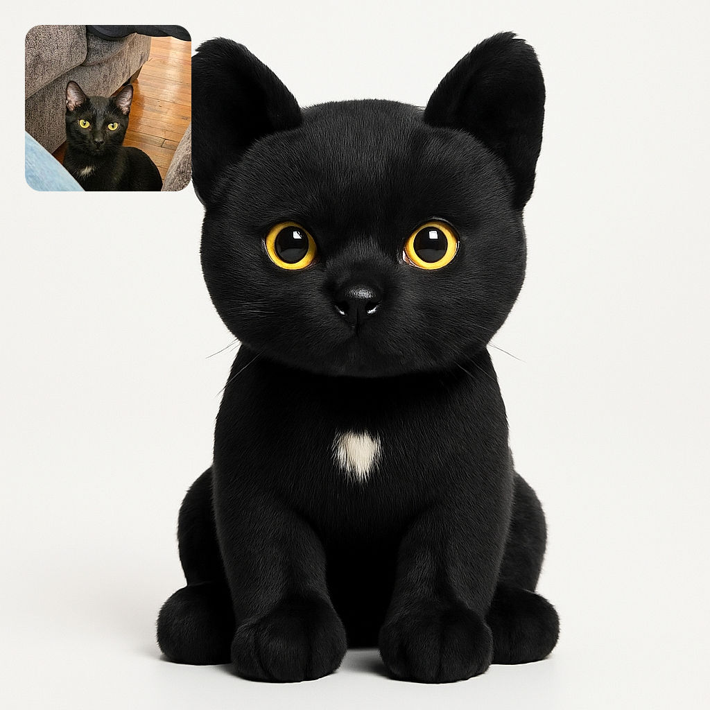 A sleek black cat with striking yellow eyes peers curiously between cozy gray couches on a warm wooden floor, looking like it's plotting its next playful adventure.