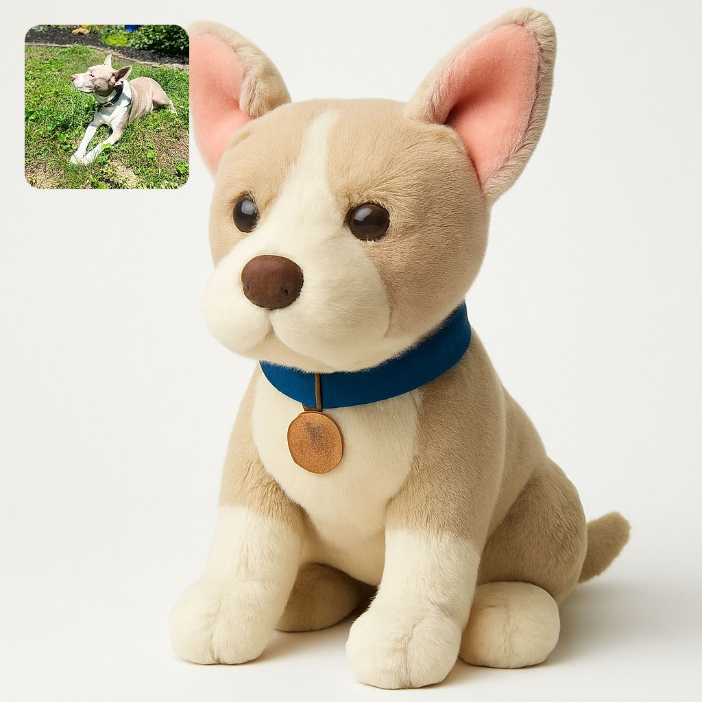 A serene dog basks in the warm sunlight, lying gracefully on a patch of green grass with a quirky blue garden statue in the background adding a splash of color and character to the peaceful backyard scene.