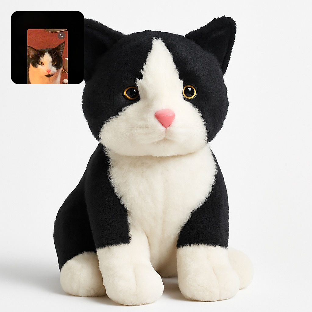 A slightly blurry close-up of a black and white cat sitting on a reddish carpet, with a few camera UI elements visible on the screen, giving the impression of a casual snapshot in progress.