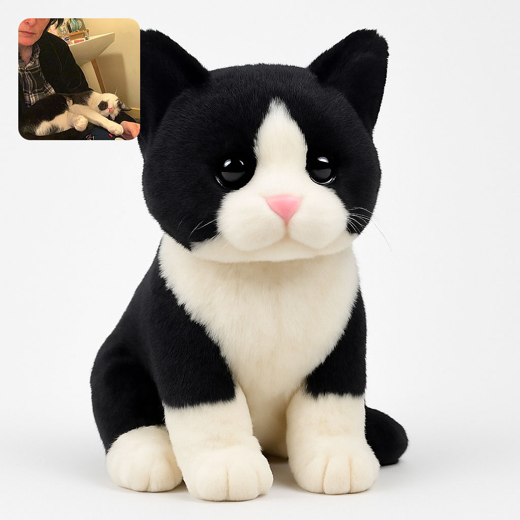 A cozy scene of a person wearing a plaid shirt and dark jacket, gently holding a relaxed black and white cat lying on their lap near a bathroom sink. The cat looks blissfully asleep with its paws stretched out, while the person gazes softly off camera in a warm, intimate indoor setting.