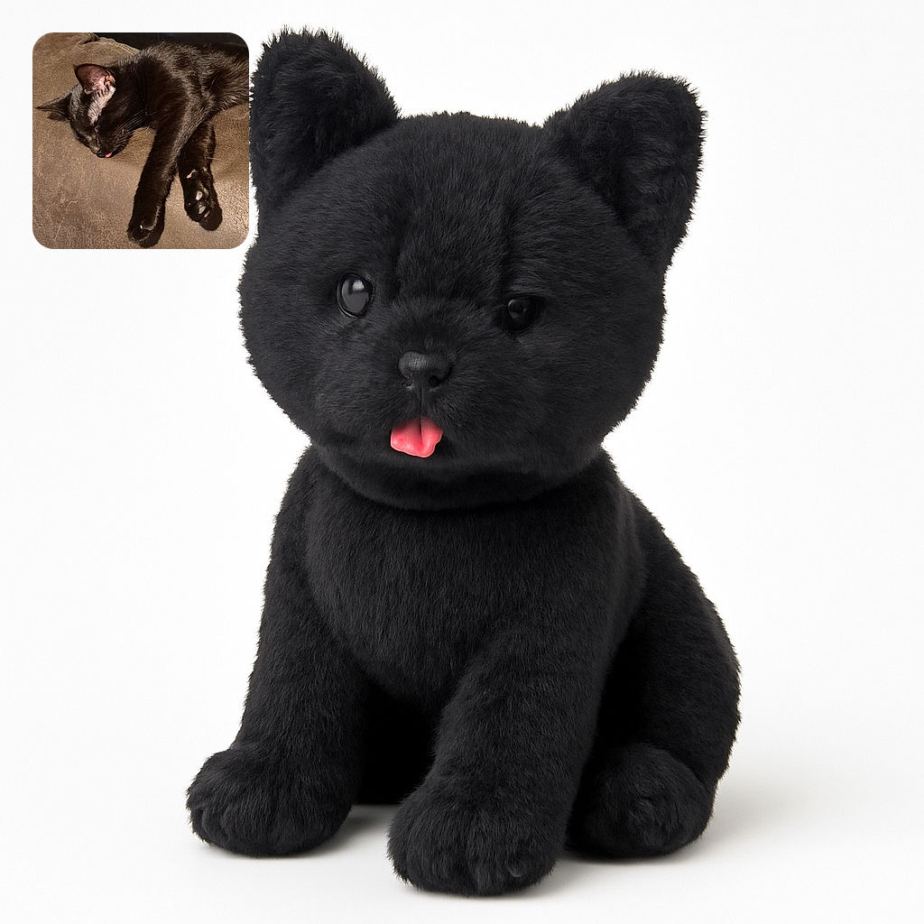 A black cat is peacefully sleeping on a brown couch with its tiny pink tongue sticking out, showing off its relaxed and adorable nap vibes.