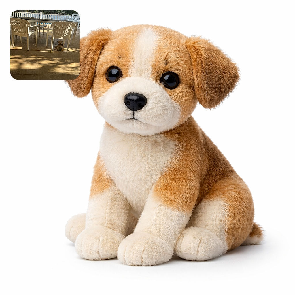 Three canine roommates holding a very relaxed meeting on a sun-spotted patio: a tiny puppy naps rebelliously under a plastic chair while two larger dogs patrol the railing, all illuminated by dramatic sunbeams that make the floor look like a stage.