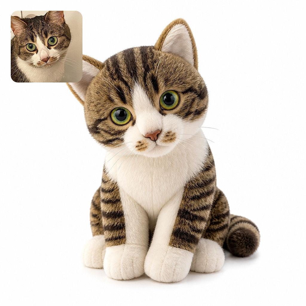 A wide-eyed tabby-and-white cat fills the frame with the intense expression of a tiny furry detective, while a glass of water lurks in the corner like suspicious evidence.
