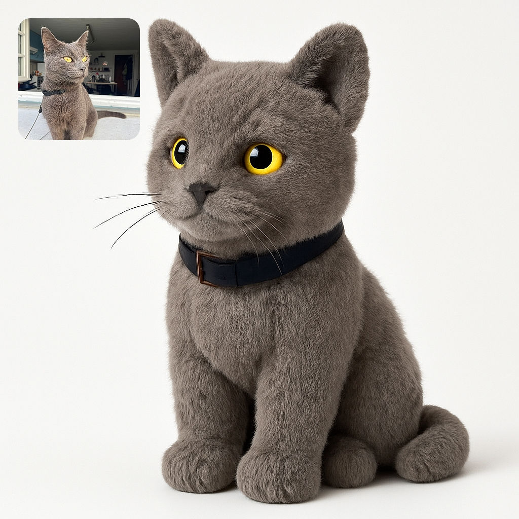 A sleek gray cat with striking yellow eyes sits poised on a windowsill, looking thoughtfully into the distance. The indoor background is softly blurred, highlighting the cat's elegant fur and curious expression, with a collar and leash hinting at a recent adventure or a moment of contemplation.