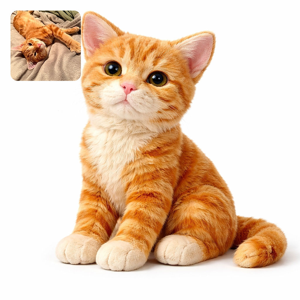 An orange tabby has claimed the comfiest spot on the bed and is striking a dramatically relaxed pose — one paw outstretched, whiskers on display, and a pink nose that demands chin scratches. The soft blankets and rumpled bedding make the scene peak cozy-cat contentment.