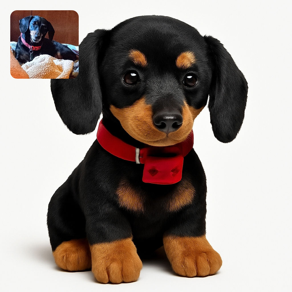 A cozy scene featuring a relaxed black and tan dog lounging on a bed with soft blankets, looking curiously at the camera with a slight head tilt, surrounded by warm earthy tones.