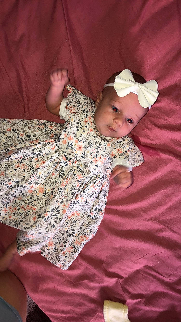 Esmay joined the competition — help win amazing prizes! baby, child, headwear, pattern, person, textile, toddler