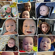 Malachi is registered to the contest to win money with this photo: adult, baby, blanket, car_seat, child, clothing, collage, cute, expression, fabric, face, hoodie, indoor, infant, pattern, person, portrait, sleeping, smiling, toddler