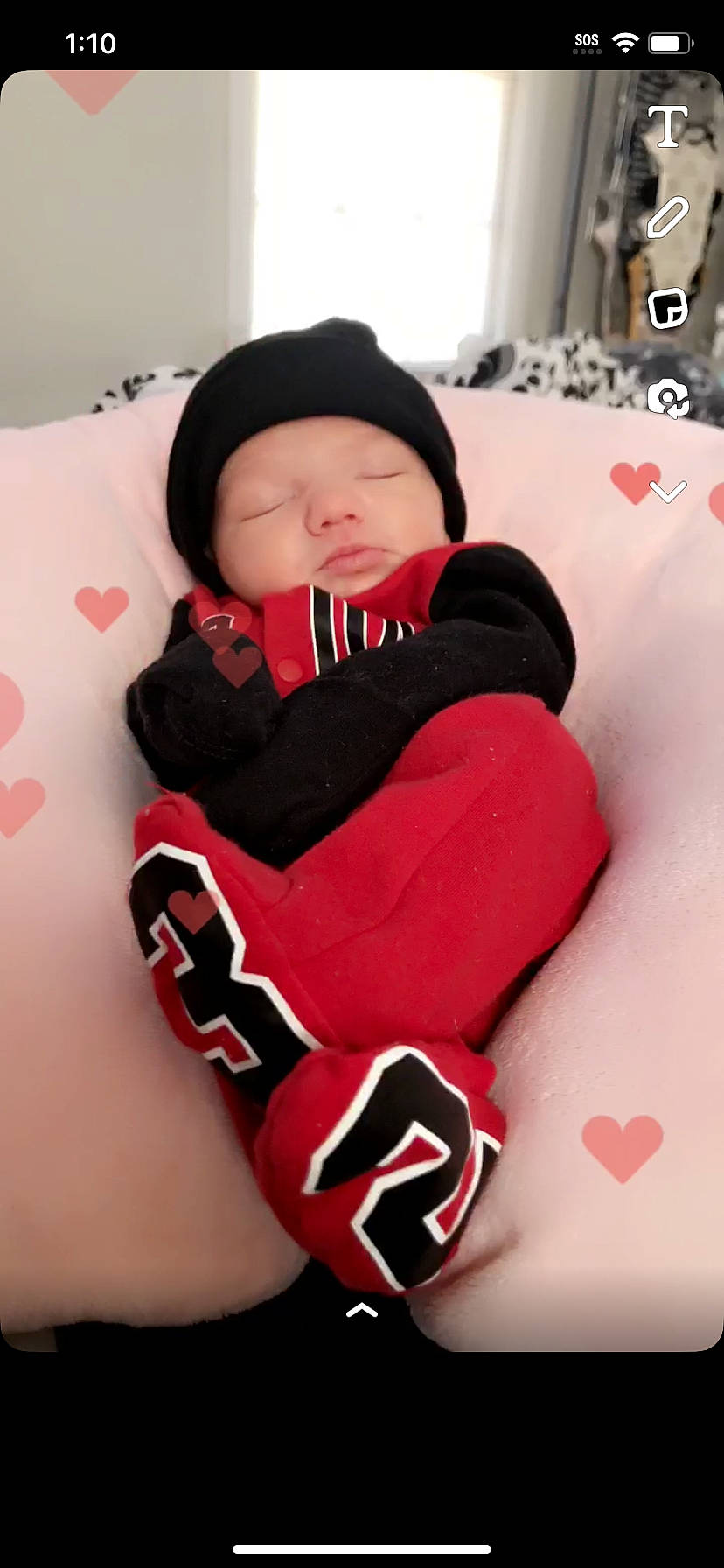 Jaxton joined the competition — help win amazing prizes! baby, baby_toddler_clothing, cap, carmine, child, comfort, face, font, happy, hat, headgear, headwear, linens, lip, mouth, neck, person, pink, sitting, sleeve