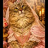 animal, background, candle, castle, cat, costume, dress, feline, flower, indoor, jewelry, lace, pearl_necklace, pet, pink, portrait, princess, royalty, screenshot, tiara