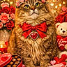 Twisty joined the competition — help win amazing prizes! cat, chocolates, cute, decorations, feline, fluffy, gift_box, heart_pendant, hearts, holiday_theme, love, pink_envelope, portrait, red_bow, romantic, rose_crown, roses, soft_lighting, teddy_bear, valentines_day