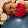 Louella joined the competition — help win amazing prizes! arm, baby, ball, cheek, child, mouth, skin, swiss_ball, toddler