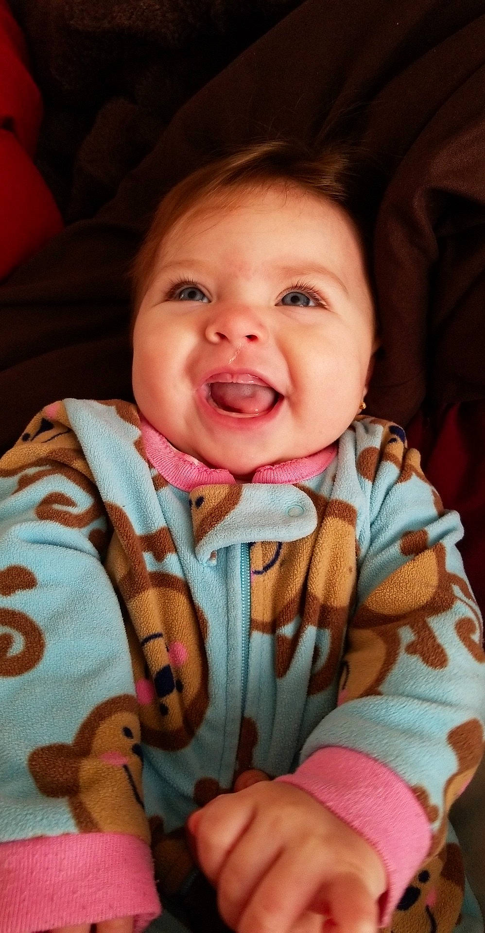 Louella is registered to the contest to win money with this photo: baby, beauty, cheek, child, chin, eye, face, facial_expression, happy, head, iris, laugh, lip, mouth, nose, people, person, pink, skin, smile