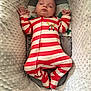 Jasper joined the competition — help win amazing prizes! baby, sleeping, onesie, striped_clothing, blanket, cozy, soft_texture, infant, peaceful, hands_up, face, head, comfort, resting, pillow, cute, indoor, child, portrait, toddler