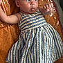 Luna joined the competition — help win amazing prizes! baby, child, infant, striped_dress, headband, tongue_out, lying_down, orange_mat, patterned_background, cute, expression, skin, arm, hand, clothing, portrait, indoors, baby_dress, young_child, person