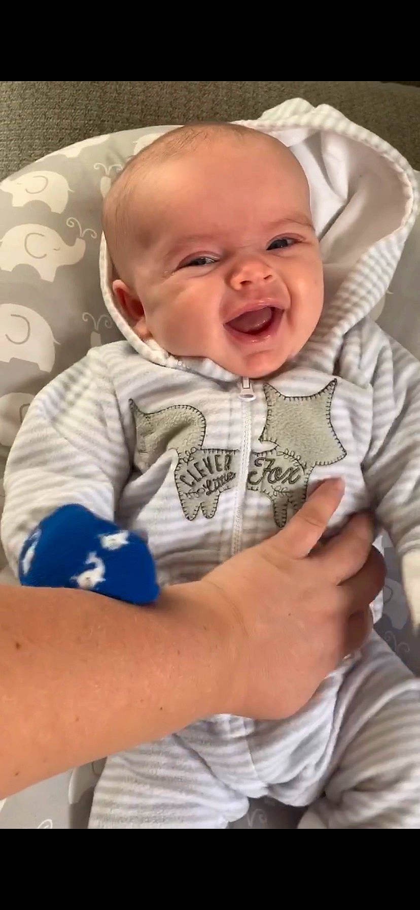 Zia is registered to the contest to win money with this photo: baby, baby_laughing, baby_products, cheek, child, facial_expression, laugh, nose, person, product, skin, smile, toddler