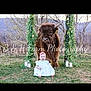 baby, child, highland_cattle, cow, animal, portrait, outdoor, grass, dress, bow, sitting, smile, portrait_photography, watermark, garland, candles, nature, hills, trees, farm