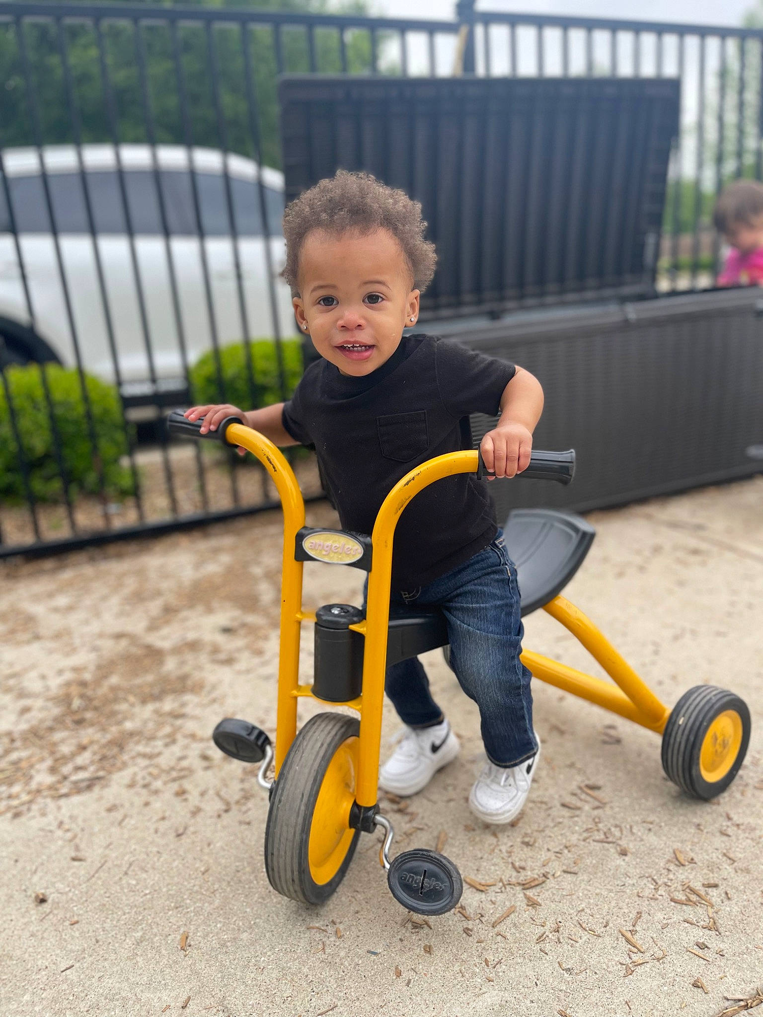 Major joined the competition — help win amazing prizes! automotive_tire, bicycle, bicycle_accessory, bicycle_frame, bicycle_part, bicycle_tire, fence, fun, grass, person, plant, recreation, riding_toy, rim, rolling, spoke, synthetic_rubber, tire, toddler, tread