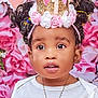 toddler, birthday, crown, flowers, pink, white, glitter, portrait, child, cute, celebration, face, happy, jewelry, background, young, smiling, hair, headband, eyes